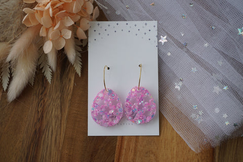 Textured Egg Hoops- Pink